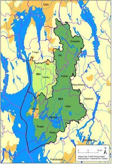 Beskrivelse av vannområdene Vannområde Morsa Startet opp i 1999 Vansjø- og Hobølvassdrag Samarbeid mellom 11 kommunene Ski, Enebakk, Hobøl, Spydeberg,