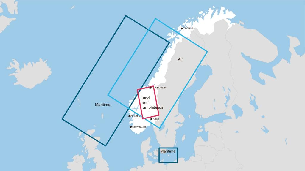 Luft-striden vil benytte luftrom som strekker seg over hele Midt-Norge, inkludert luftrom over sjø, og inn i deler av Sverige og Finland.