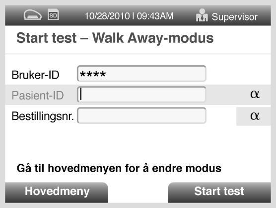 I WALK AWAY-modus, vil testresultatene bli vist på skjermen i omtrent 5 minutter.