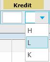 Debet- og kreditfelt Disse to feltene er tabellfelt og du kan derfor velge verdier fra en liste, som beskrevet i Tabellfelt.