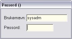 101 I eksempelet under er "sysadm" brukernavnet som er registrert. NB!!! Det er kun mulig med en brukernavn-registrering pr maskin. 1.18.
