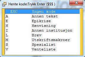 Velger vi V (venteliste) så legger malen seg under innkallinsbrev- maler fra avtaleboken, Ctrl+T i avtaleboka.