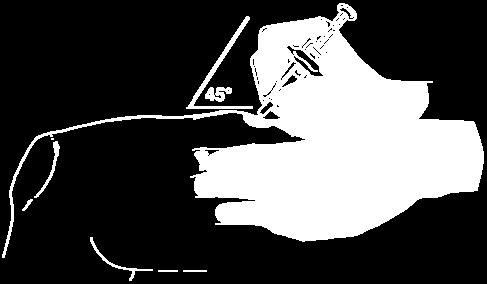 Figur 5 Figur 6 Bruk tommelen til å trykke stempelet ned, ved å presse kraftig til stempelet ikke går videre og all medisin er injisert (figur 6).