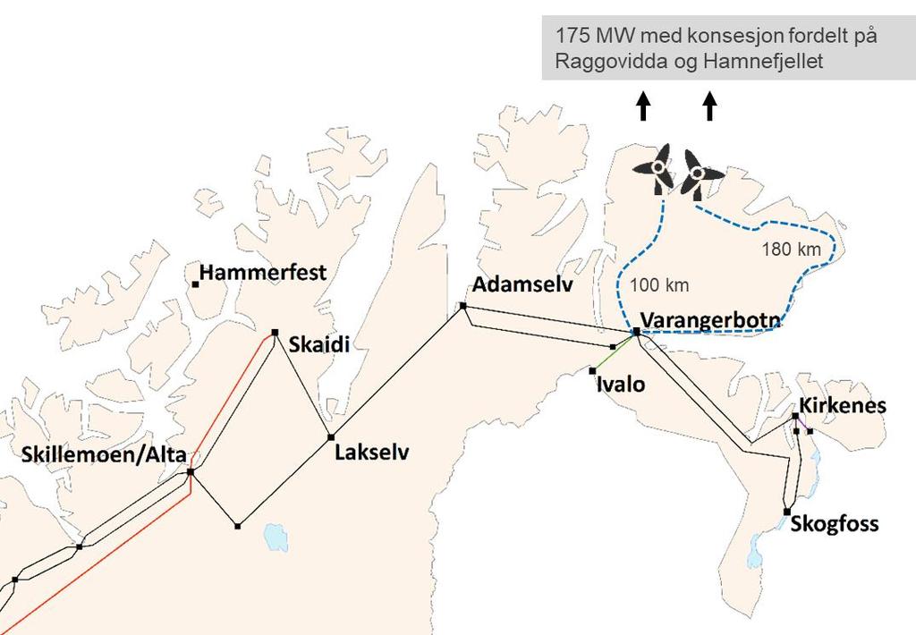 2 Gode vindressurser, men ikke ledig kapasitet i nettet Vindkraftressursene i Øst-Finnmark er ansett som noen av de beste i verden.