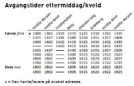 stopper på faste forhåndsdefinerte holdeplasser og kundene må gå til nærmeste holdeplass.