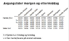 551 Mandag og torsdag Vest Bærum 217 Lommedalen Denne linjen er med henting og levering på