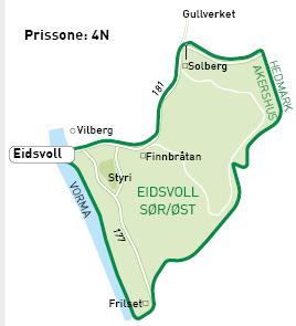 444 Eidsvoll sør/øst Gullverket/Frilset Denne linjen stopper på