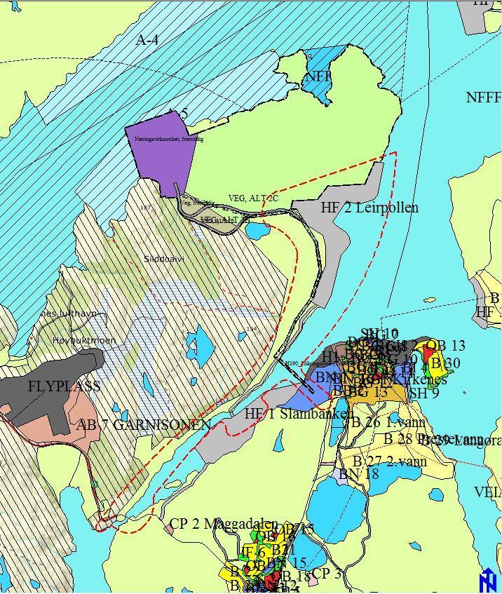 Kirkenes Norhavn Planområde vist på samlet godkjent
