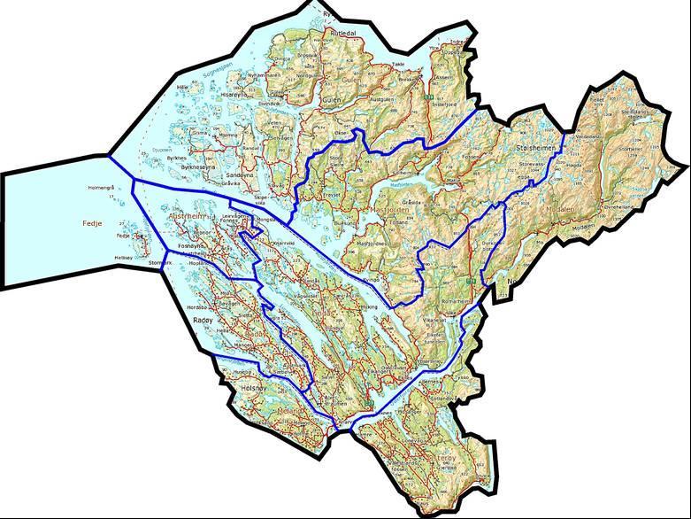 Region Nordhordland 9 kommunar vel 45 000 innbyggjarar Gulen Fedje Austrheim Radøy Meland Lindås Masfjorden Osterøy Modalen Folketal pr. 01.