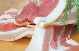 Bacon i skiver EPD 966937 Ingredienser: svinesider, saltet, røkt og skivet, konservingsmiddel (natriumnitritt), emulgator (fosfat). Holdbarhet: 300 dager, på frys -18 C eller kaldere.