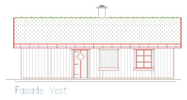Fasade mot vest (mot sjøen): t.v.: Byggetegning med ønskede endringer t.h.