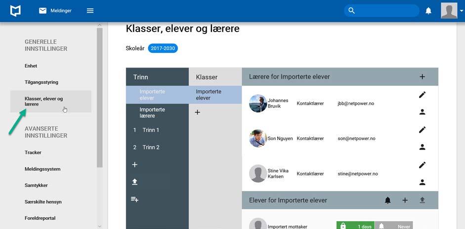 Klasser, elever og lærere Klasser, elever og lærere på skoler, samt barn og ansatte i barnehager blir importert direkte inn i Mobilskoles løsning via en IMS overføring.