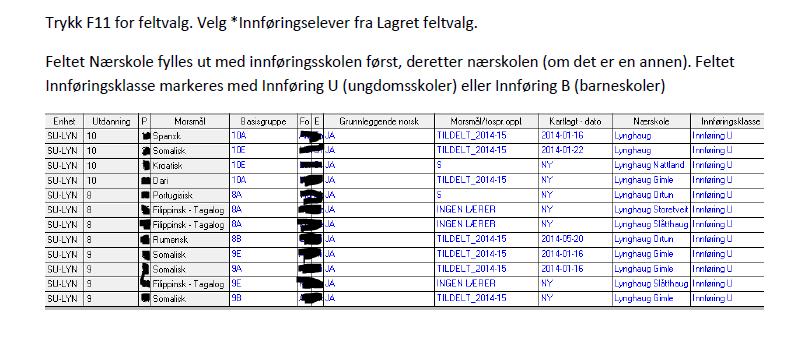 Her kan dere se om alle elever er registrert riktig. 4.1.