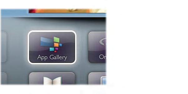 3 Applikasjonsgalleri Åpne applikasjonsgalleriet i Smart TV for å bla gjennom appene, samlingen av skreddersydde webområder for TV.