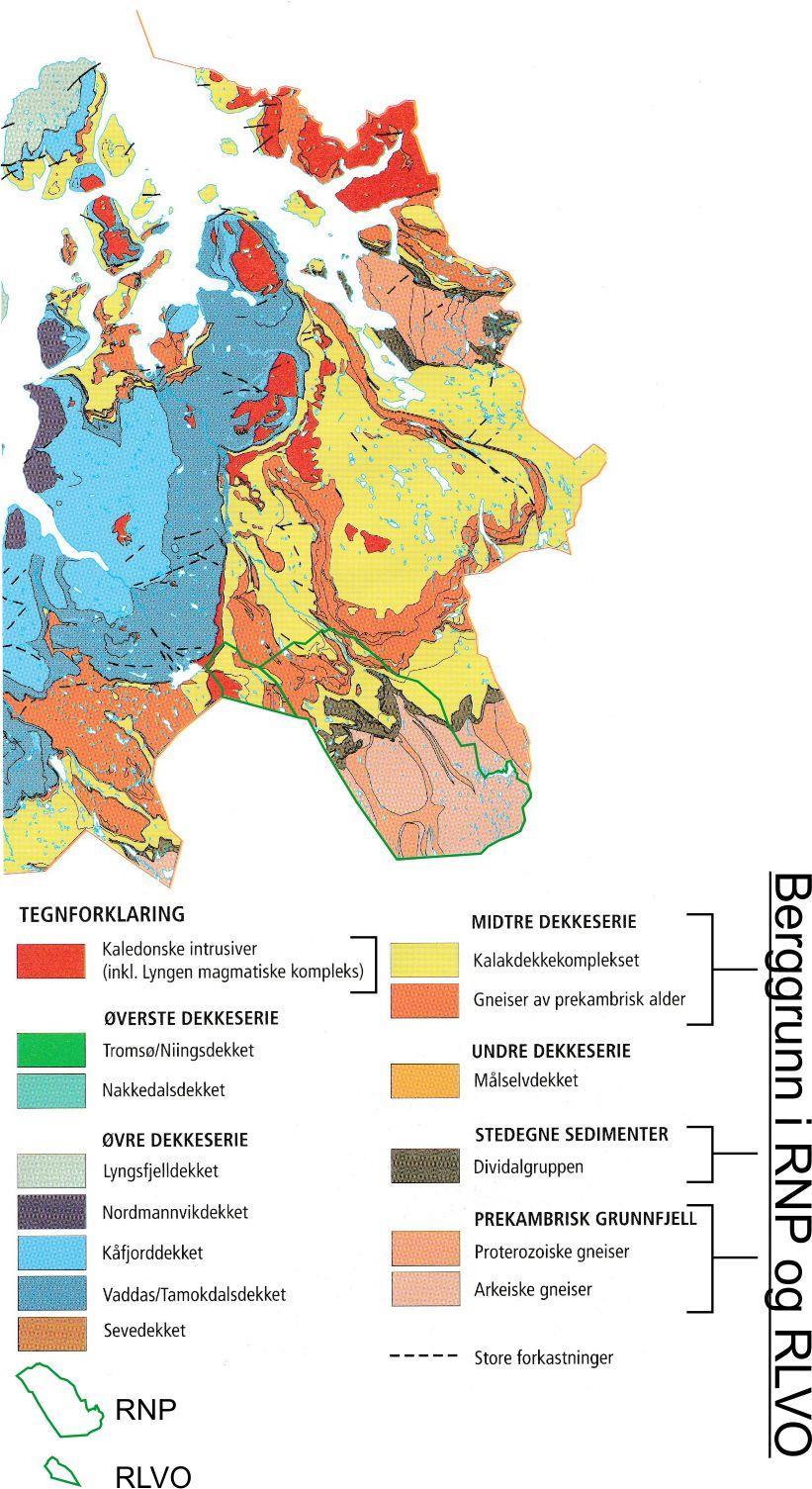 Figur 3: Oversikt over hovedenheter i berggrunnen i prosjektområde RNP