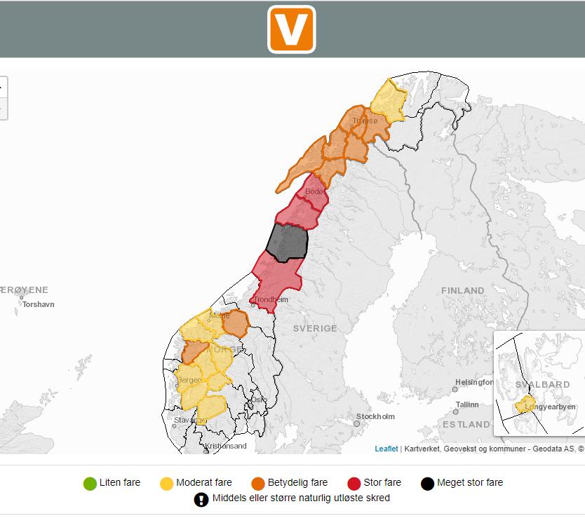 Faregrad 5-meget stor snøskredfare i varslingsregion Helgeland 21.