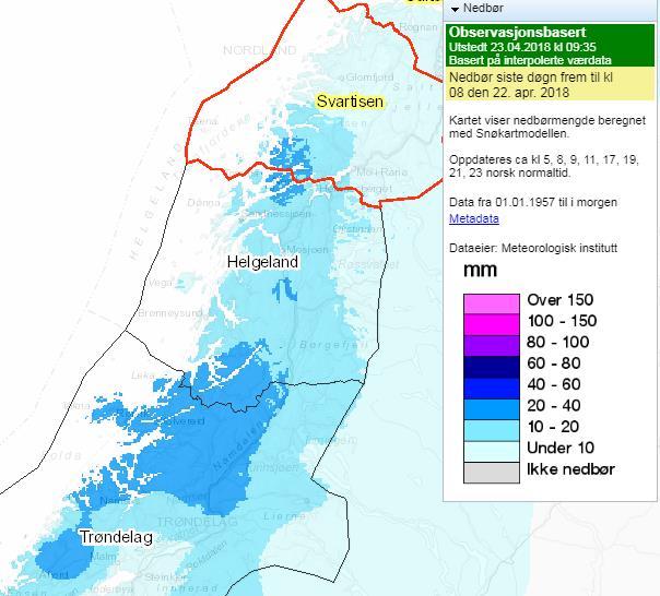 Figuren under viser nedbørprognos