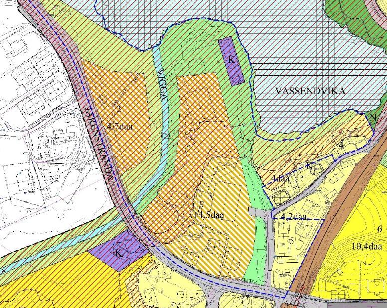 I kommunedelplanen (KDP) for Gran sentrum er Sagatangen avsatt til kombinert byggeområde, se kartutsnitt og beskrivelse av KDP og gjeldende reguleringsplaner i planbeskrivelsens kap. 3.