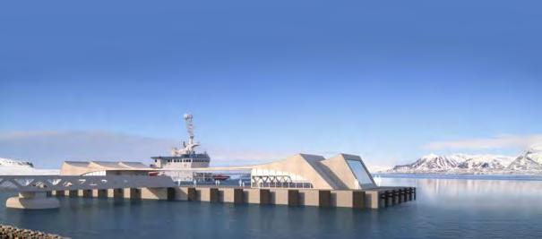 Longyearbyen havn Tiltaket omfatter etablering av ny flytende betongkai med ytre dimensjoner på 120x35 meter og gir en total kailengde på over 300 meter.