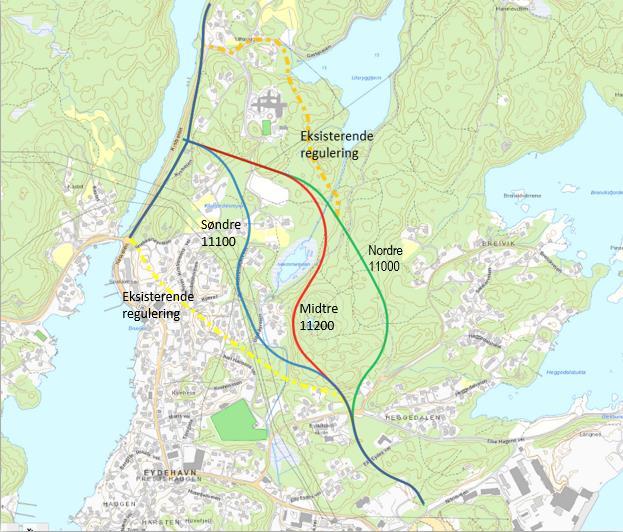 Grønn korridor vurderes å ha liten negativ påvirkning av landskapsbildet i de deler av strekningen som går på østsiden av Ulleråsen.