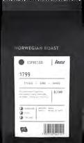 ESPRESSO 1799 - HEL 500 g Varenr 1670708 EPD-nr 4092243 12 poser per kartong Espresso 1799 er en Utz-sertifisert
