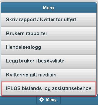 32 av 37 4.10 Registrering av IPLOS Bistandsvariable IPLOS Bistands- og assistansebehov kan registreres fra Mobil Omsorg.