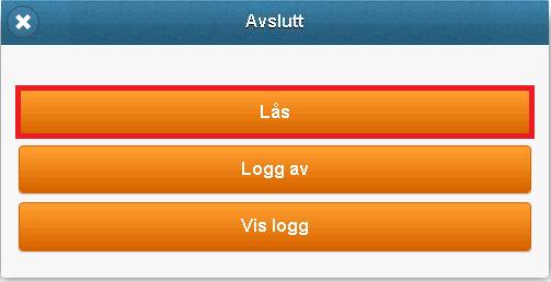 2.0.2 Lås skjerm (trenger passord for å åpne Mobil Omsorg igjen) 5 av 37 Start som for å logge av, men velg fra menyen: Når du har låst Mobil Omsorg, ser skjermbildet ut som følgende: Logg på med