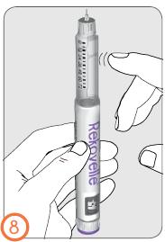 Steg 7: Skru dosevelgeren med klokken inntil et dråpesymbol kommer på linje med doseindikatoren.