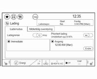 Lademodusvalg Berør Energi og deretter Lader og velg den ønskede lademodusen. Umiddelbart Bilen begynner å lade så snart den er koblet til et strømuttak. Velg Ladegrense, se nedenfor.