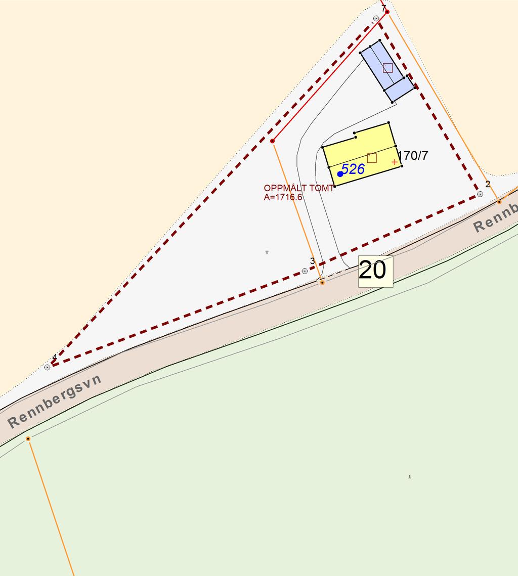 Y 597900 Kartvedlegg til protokoll for oppmålingsforretning Eiendom 170/7, 170/3