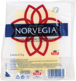 Norvegia Original har en mild og rund smak som alle liker til alt. D-pak.: 1 EPDnr: 790337 Varenr.