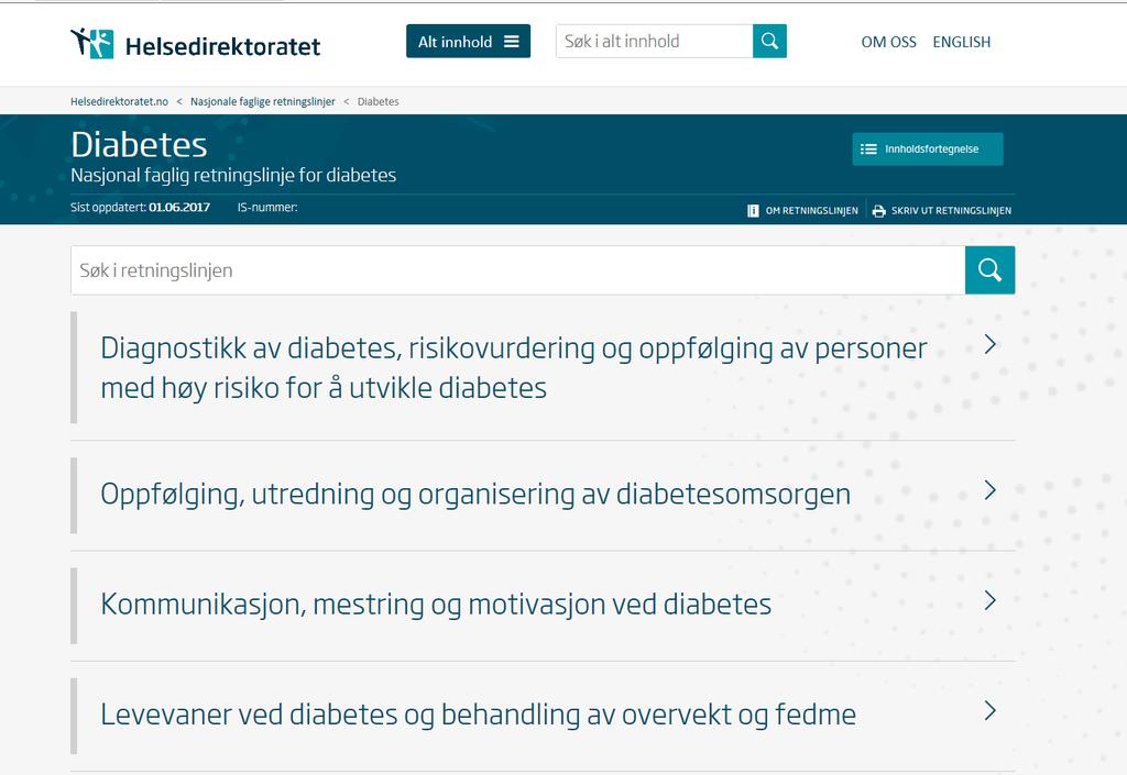 Nye Faglige retningslinjer for diabetes