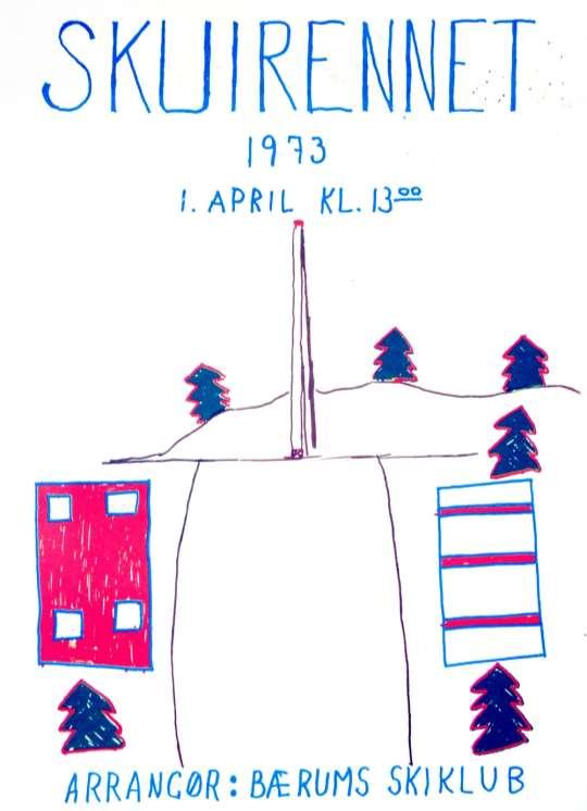 13 åring tegnet plakaten til Skuirennet 1973. Det var tradisjon for å tegne en ny plakat til Skuirennet hvert år. Gjennom tidene har plakaten har vært lagd av flere kjente tegnere.
