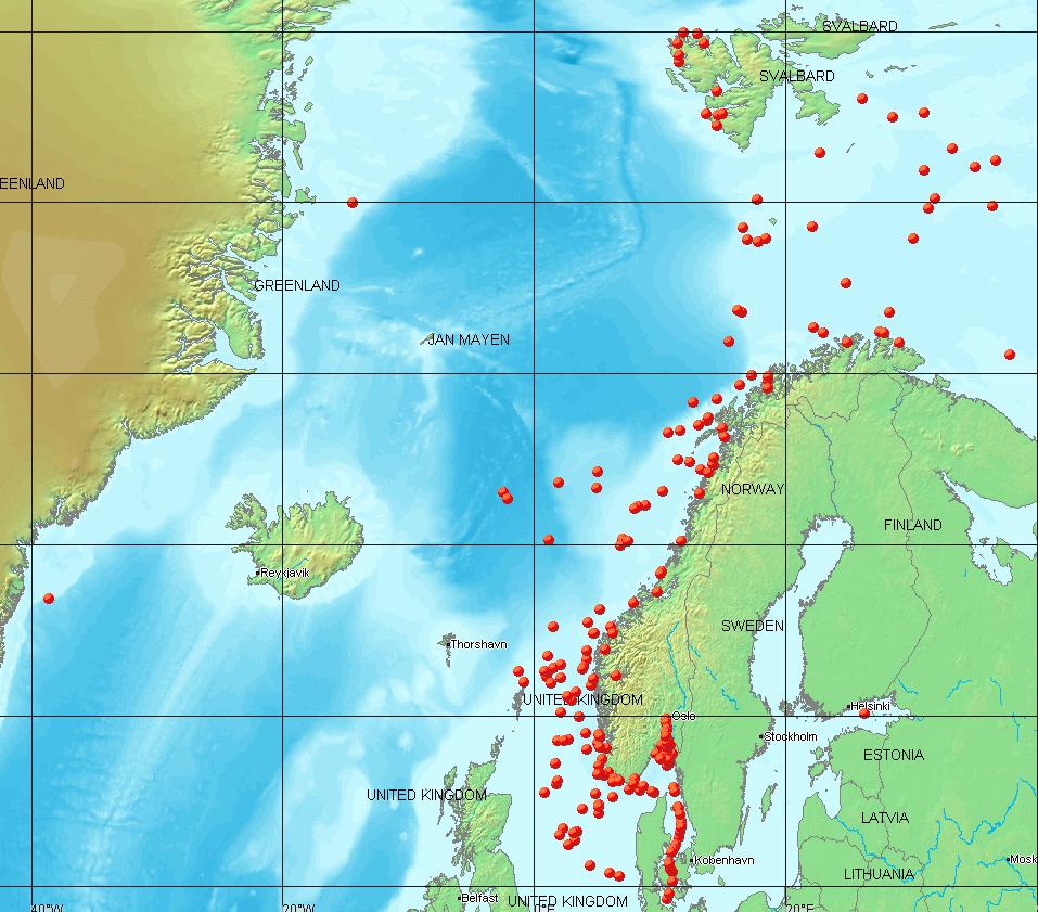 S. 14 Kartet under viser MEDEVAC oppdragene i 2017. NØDPEILESENDERE Antall hendelser med nødpeilesendere viser en nedgang i forhold til 2016.