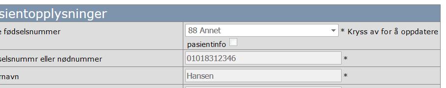 Korleis endre namn, kjønn eller fødselsnummer på ein pasient Lås opp skjema for