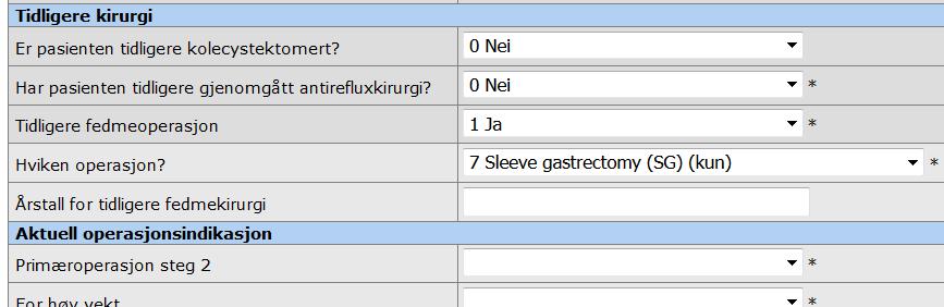 Revisjonsoperasjon når primæroperasjon ikkje er ført i SOReg-N Fyll ut «Pasientopplysninger» og «Basisregistrering»