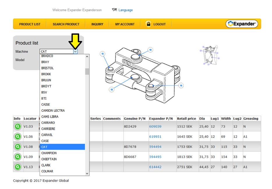 Klikk på «Product List» (produktliste).