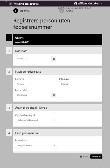 A Dødsårsak skal meldes også på personer uten norsk ID 1 1.