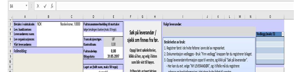 Registrer leverandørinformasjon