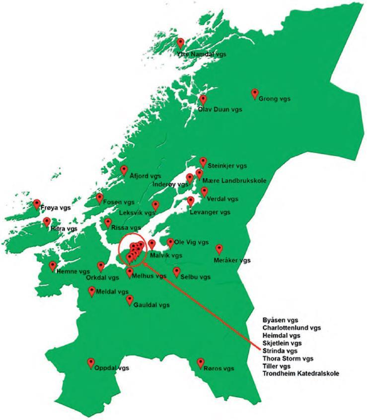 32 videregående skoler 16000 elever 100-1200 elever