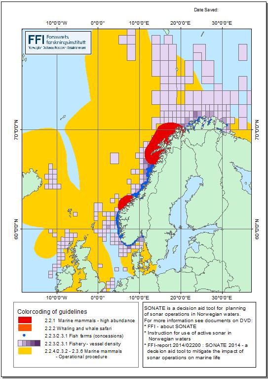 SONATE Off line (ARC VIEW) All risk and mitigation requirement is pre-assessed in the preplanning phase in a 2 year cycle Integrates Marine mammals in May Jan Current knowledge on sensitivity of