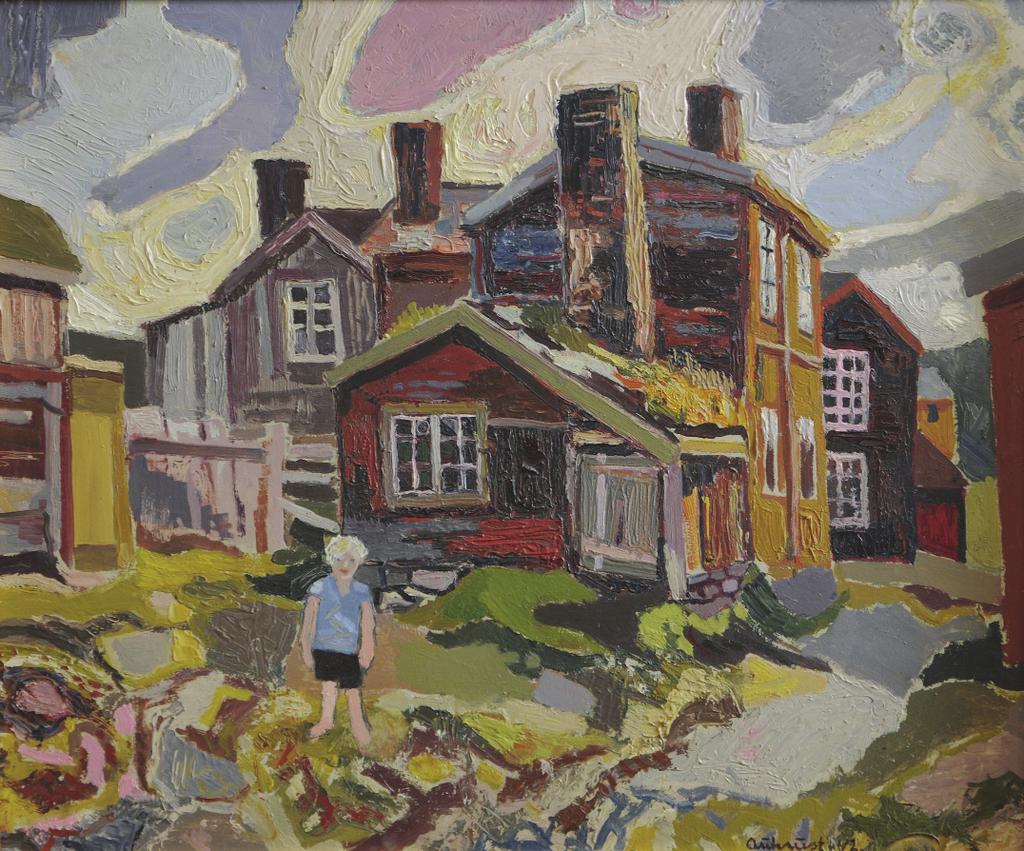 Frå Røros, 1942. Olje på plate. kunstforening vinteren 1941/42, men det ser ikkje ut til at utstillinga vart noe av.