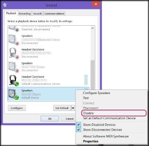 Hvis du ikke kan klikke [Connect] for [Stereo], velg [Disable] for