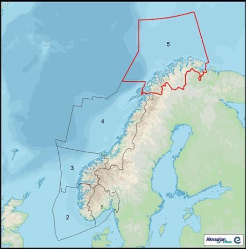aksjon mot akutt forurensning. Statoil har valgt å beregne operasjonslys for 5 regioner, se Figur 3-1.