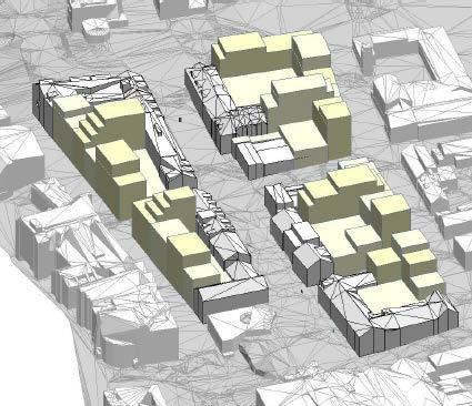Figur 29: Illustrasjonen viser prinsippet som planen skal følge dersom bolig skal inngå som arealformål. Volumer er utarbeidet av LINK arkitektur.