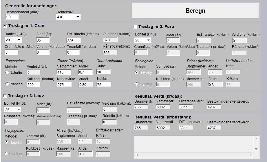 Beregning av bruksverdi (eksempel)