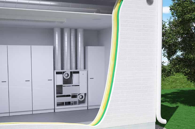 Garanti Frisk, varm & kald Exvent ventilasjonsaggregat med integrert fraluftsvarmepumpe muliggjør tilluft- og avtrekksventilasjon, oppvarming og kjøling med ventilasjon og har en enestående