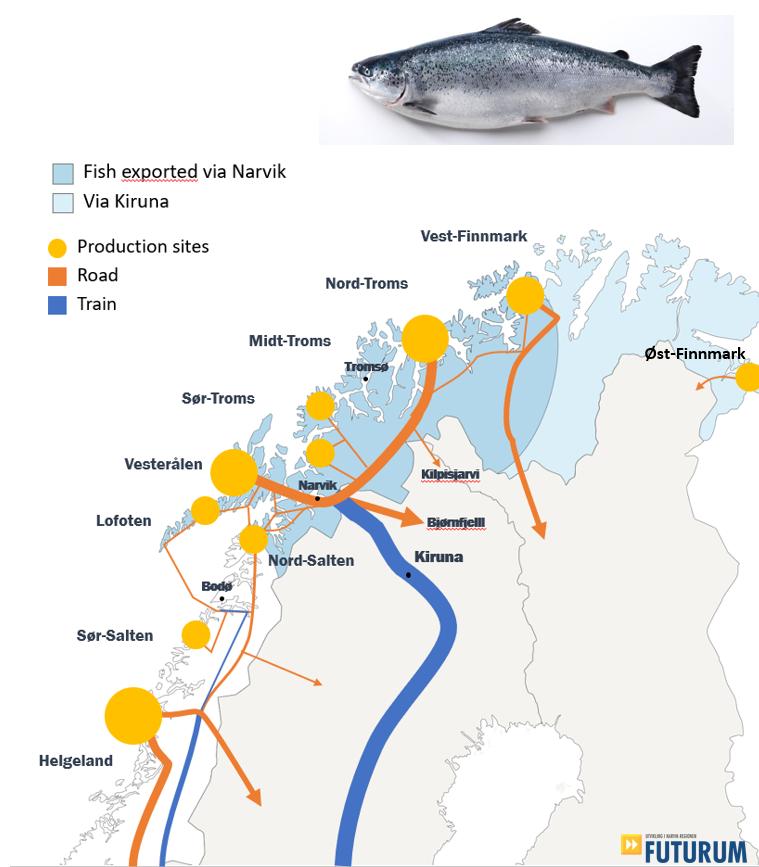 I dag produseres det 500.000 tonn havbruksprodukter og over 200.000 ferske fangstprodukter i Nord Norge 200.