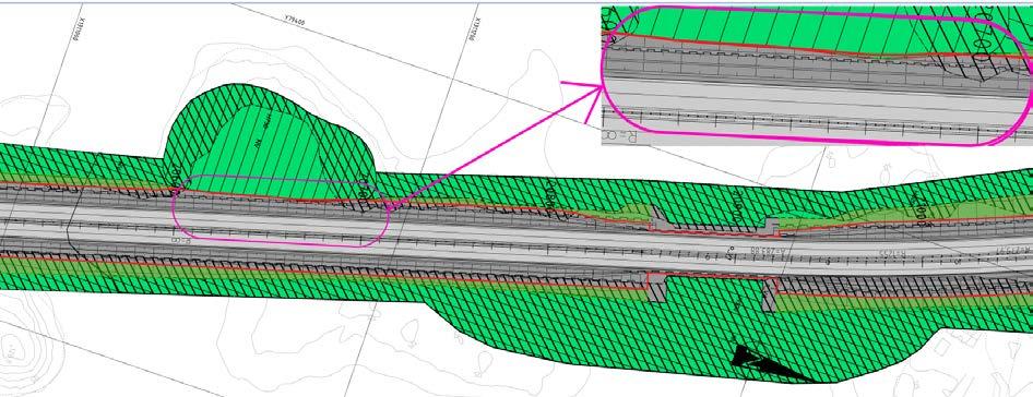 Side 4 av 10 2 Liten justering av grense for vegformål ved Kråkholmen Beskrivelse Figur 1 Utsnitt av plan ved Kråkholmen. Rød linje markerer justert formålsgrense for vegformål.