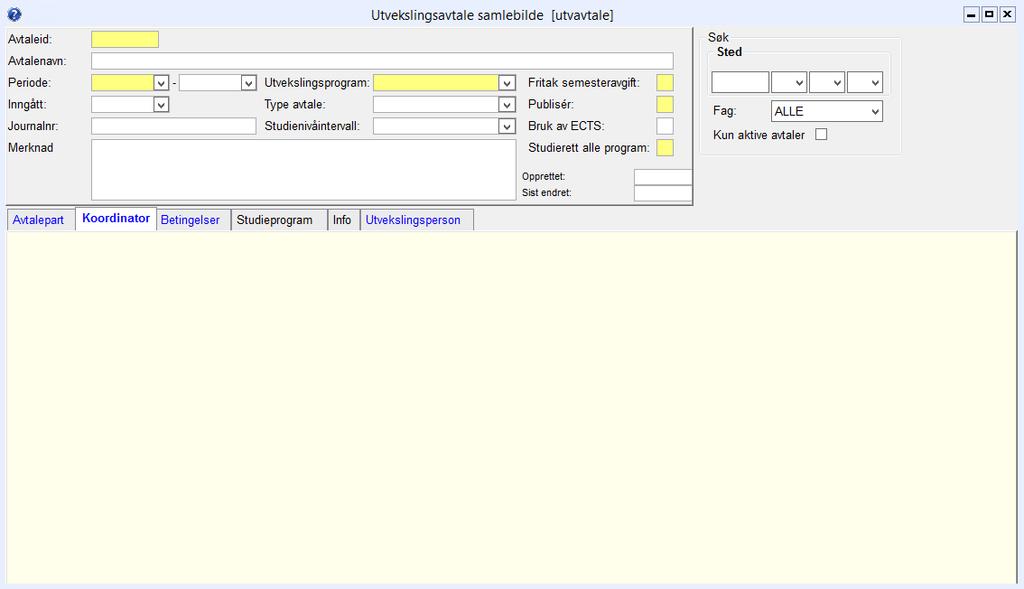 2.2 Registrere nye avtaler i FS 2.2.1 Finn Utvekslingsavtale samlebilde Alle avtaler skal registreres i bildet Utvekslingsavtale samlebilde.